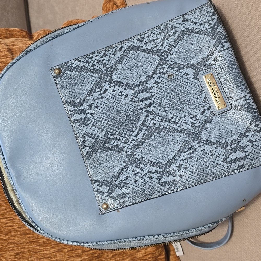 London Fog Blue and Gray Backpack with Snake Print - Picture 2 of 8